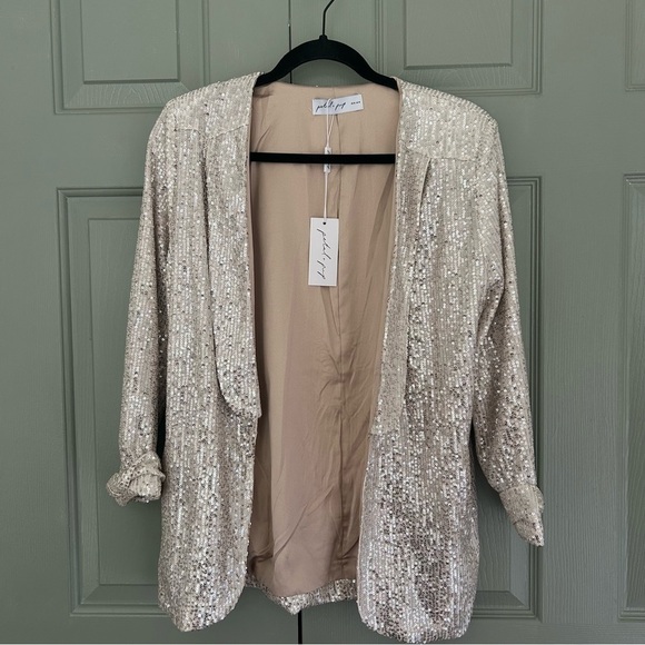 NEW silver sequin relaxed fit blazer - Picture 4 of 7